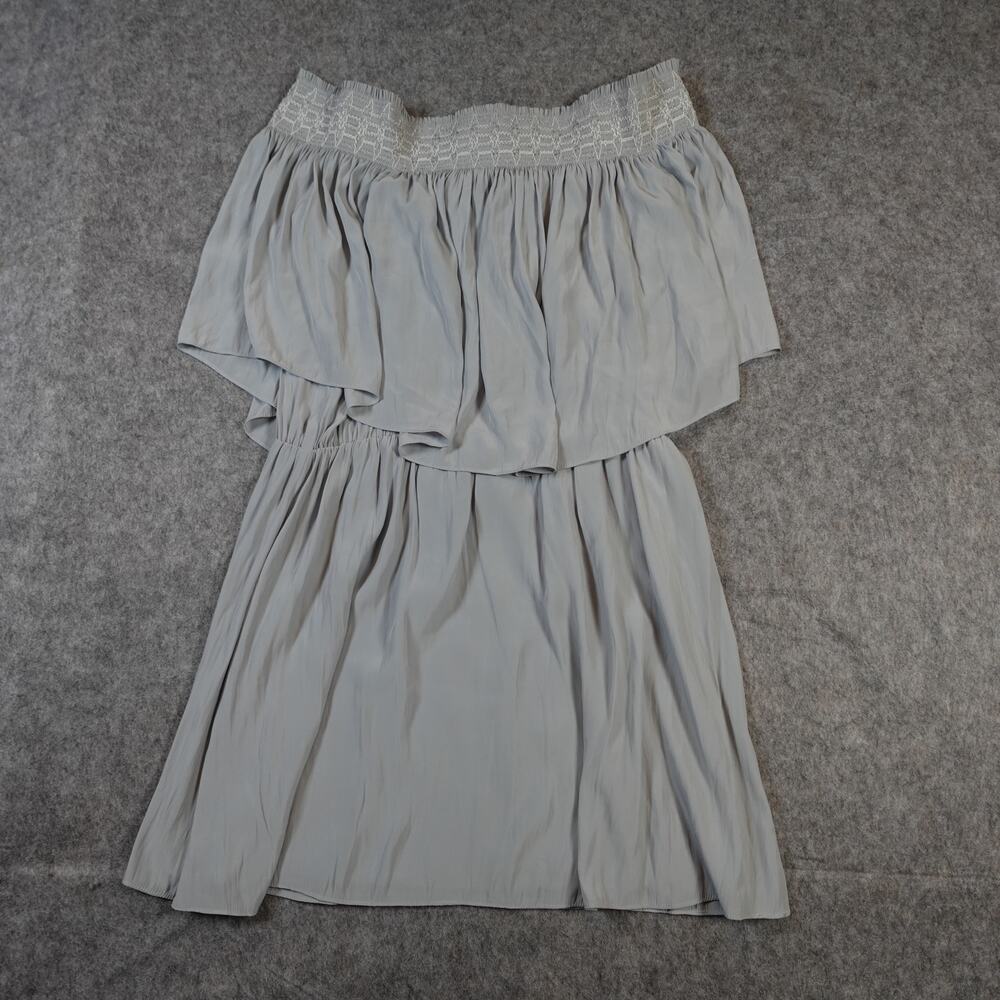 Ramy Brook Dress Womens Small Sadie Mini Ruffle Tiered Satin Silver Revolve - Picture 3 of 12